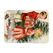 Boy and girl giving each other Christmas presents Magneet (Horizontaal)