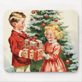 Boy and girl giving each other Christmas presents Muismat
