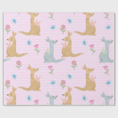 Boy and Girl Kangaroo Baby Cadeaupapier (Vlak)