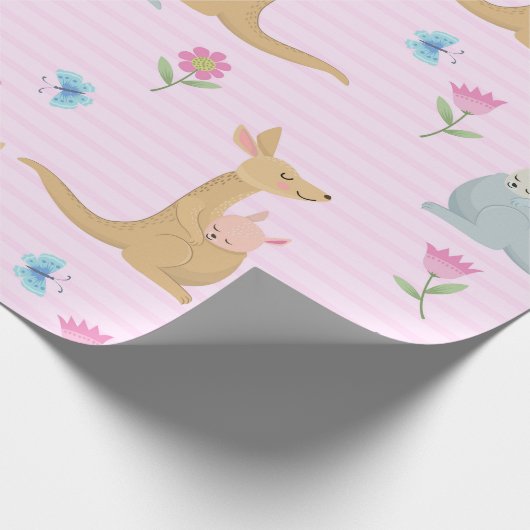 Boy and Girl Kangaroo Baby Cadeaupapier (Hoek)