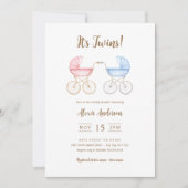 Boy and Girl Twins Carriages Baby Shower Kaart (Voorkant)