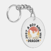 Boy and Pet Bearded Dragon Lizard Funny Gezegde Sleutelhanger (Voorkant Links)