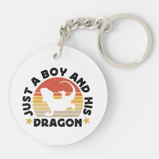 Boy and Pet Bearded Dragon Lizard Funny Gezegde Sleutelhanger