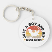 Boy and Pet Bearded Dragon Lizard Funny Gezegde Sleutelhanger (Voorkant)
