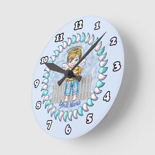 Boy Angel Clock Ronde Klok (Hoek)