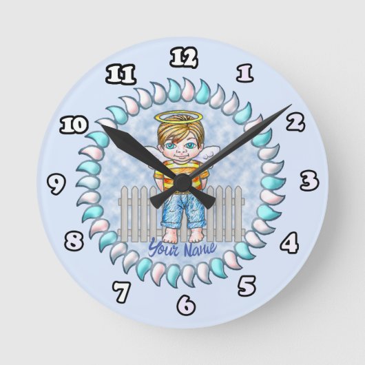 Boy Angel Clock Ronde Klok (Voorkant)