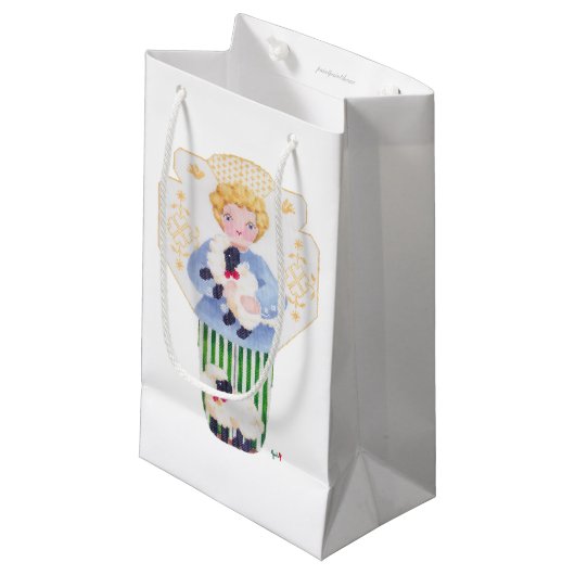 Boy Angel met Lamb cadeautas (Voorkant Gekanteld)