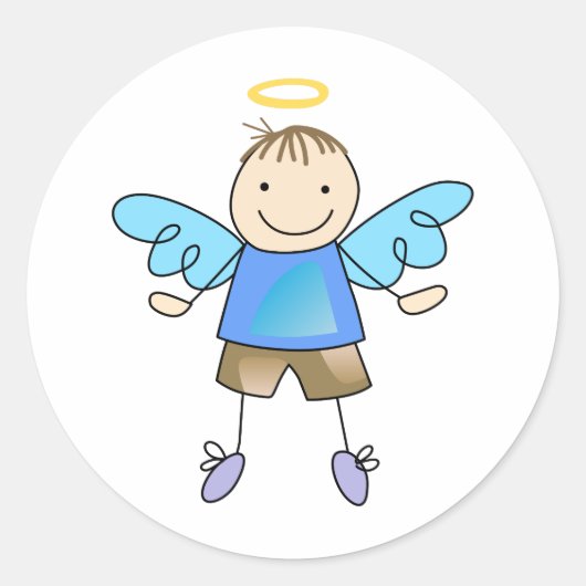 BOY ANGEL RONDE STICKER (Voorkant)
