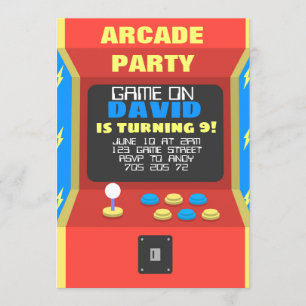 Boy Arcade Party Retro Gaming Birthday Kaart