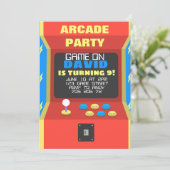 Boy Arcade Party Retro Gaming Verjaardag Kaart (Staand voorkant)