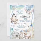 Boy Arctic Animals Birthday Party Invitation Kaart (Voorkant)