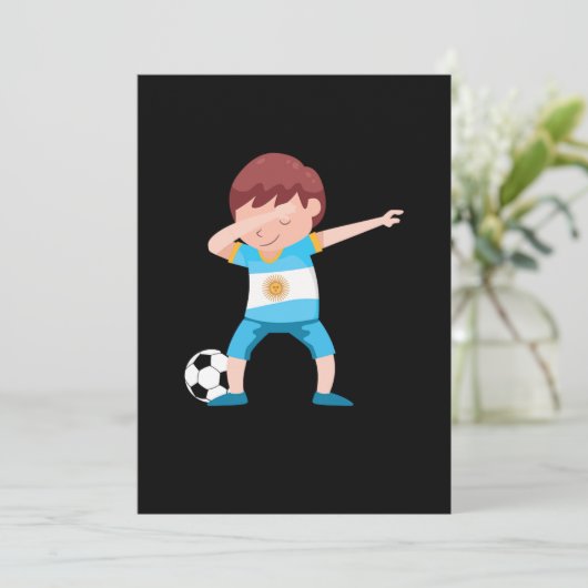 Boy Argentina Football Floss Soccer Player Gift Kaart (Staand voorkant)