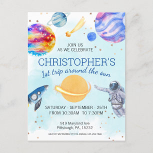 Boy Astronaut Space verjaardagsfeestje Briefkaart