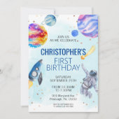 Boy Astronaut Space verjaardagsfeestje Kaart (Voorkant)