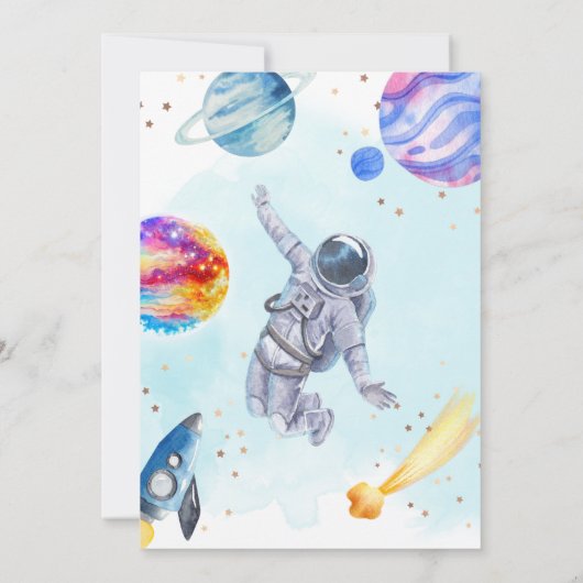 Boy Astronaut Space verjaardagsfeestje Kaart (Achterkant)