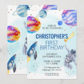 Boy Astronaut Space verjaardagsfeestje Kaart (Voorkant / Achterkant)