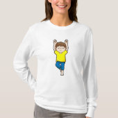 Boy at Yoga Stretching exercises T-shirt (Voorkant)