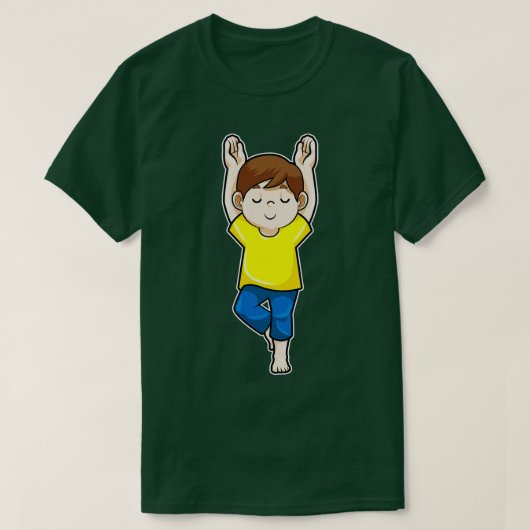 Boy at Yoga Stretching exercises T-shirt (Design voorkant)