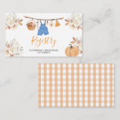 Boy Autumn Clothes Pumpkin Baby shower Registry Informatiekaartje (Voorkant / Achterkant)