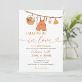 Boy Autumn Clothesline Herfst Baby shower Uitnodig Kaart (Staand voorkant)