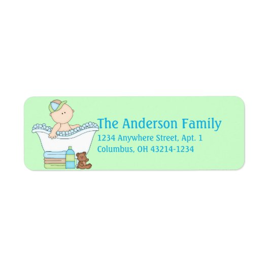 Boy Baby Bathtime Adresetiketten Etiket (Voorkant)