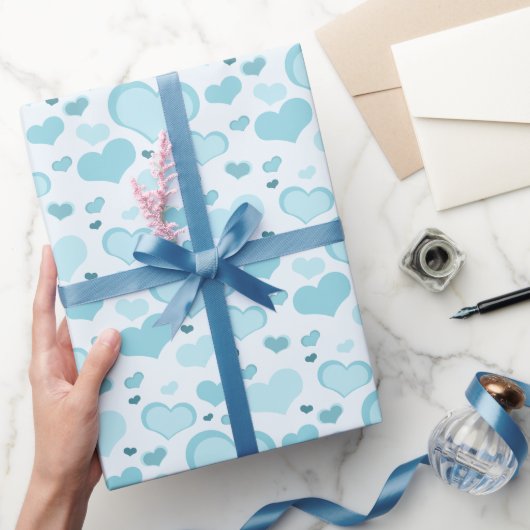 Boy Baby Blue Hearts Wrapping Paper - Schattige pa Cadeaupapier (Geschenken)