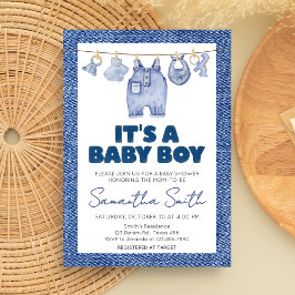 Boy Baby Blue Jean Baby shower Kaart