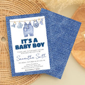 Boy Baby Blue Jean Baby shower Kaart