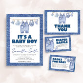 Boy Baby Blue Jean Baby shower Kaart