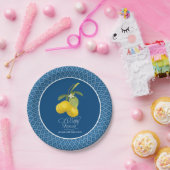 Boy Baby Boho Shower Boerderij Blue Lemon Flower C Papieren Bordje (Feest)