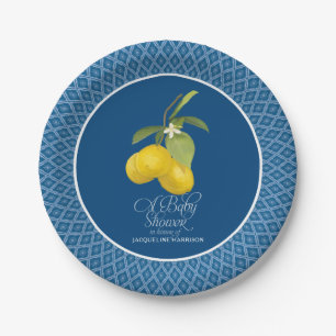 Boy Baby Boho Shower Boerderij Blue Lemon Flower C Papieren Bordje