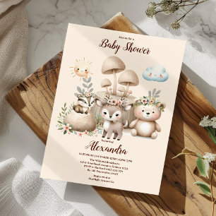 Boy Baby Boho Woodland Baby shower Kaart