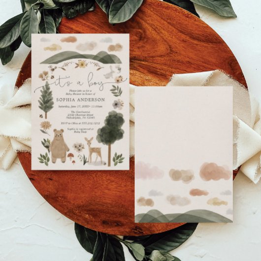 Boy Baby Boho Woodland Baby shower Uitnodiging Kaa