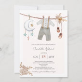 Boy Baby Clothes Boho Baby shower Invitation Kaart (Voorkant)