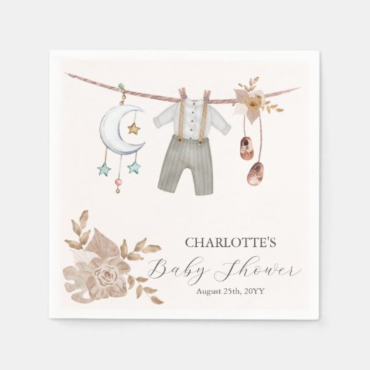 Boy Baby Clothes Boho Baby shower Napkins Servet (Voorkant)