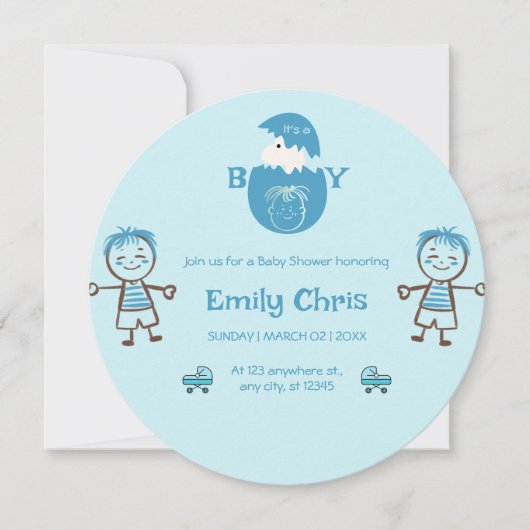 Boy Baby Gender Reveal Party Kaart (Voorkant)