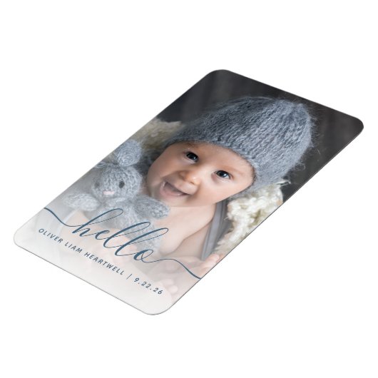 Boy Baby Hallo Photo Blue Magneet (Linkerzijde)
