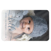 Boy Baby Hallo Photo Blue Magneet (Horizontaal)
