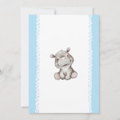 Boy Baby Hippo Birthday Party Invitation Kaart (Achterkant)