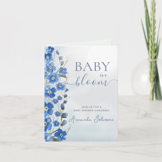 Boy Baby in Bloom Blue Floral Shower (Voorkant)