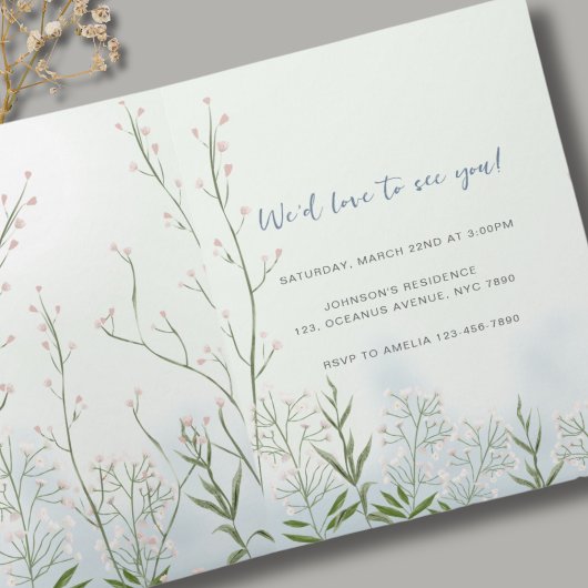 Boy Baby in Bloom Blue Floral Shower