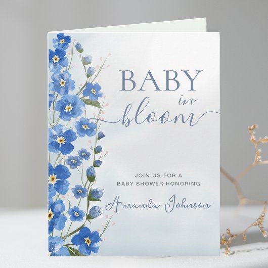 Boy Baby in Bloom Blue Floral Shower
