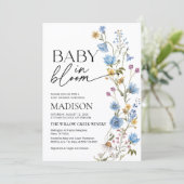Boy Baby in Bloom Invitation | Baby Shower  Kaart (Staand voorkant)