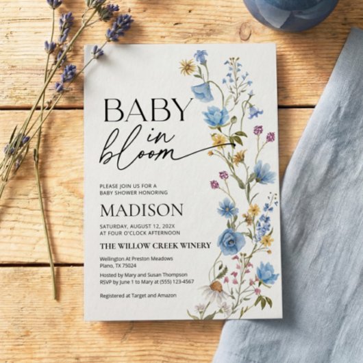 Boy Baby in Bloom Invitation | Baby Shower  Kaart