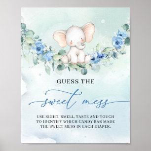 Boy baby olifant floral Guess The Sweet Mess spel Poster