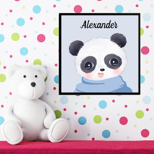Boy Baby Panda Blue Foto Afdruk