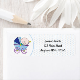 Boy Baby Pasgeboren koets Blauwe Polka Dot Etiket