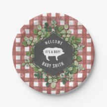 Boy Baby Q Botanische Gingham Baby shower