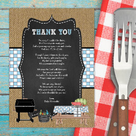 Boy Baby Q dank u notities gedicht / BBQ baby show Kaart