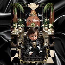Boy Baby Shower 1920s Art deco Room black gold Kaart